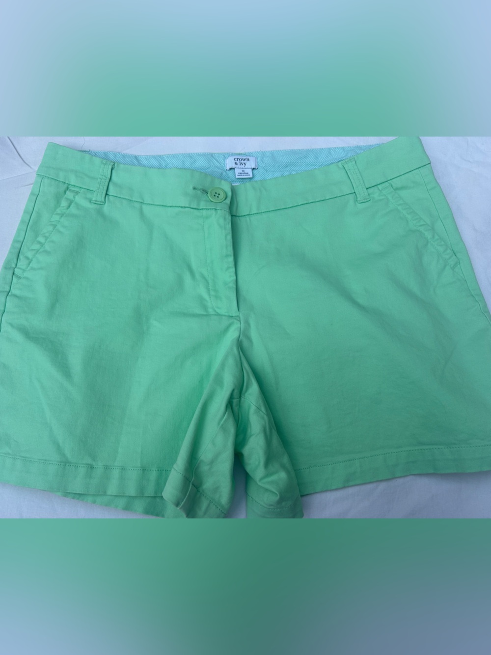 crown & ivy Mint Green Cotton Chino Shorts